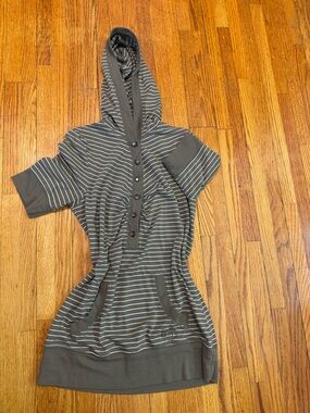 Roxy Olive Green & White Striped Hooded One-Piece